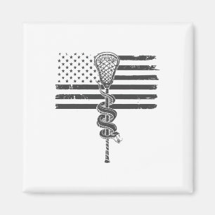 Imán Palo Lacrosse Y Serpiente Enfadada Bandera Estadou
