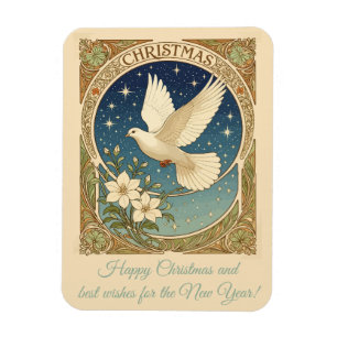 Imán Paloma de Navidad con panel decorativo de estilo v