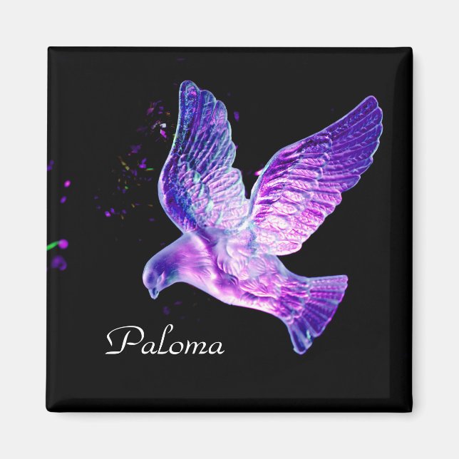 Imán Paloma de paloma brillante personalizada (Frente)
