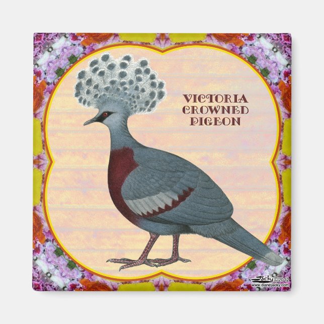 Imán Paloma Floral Coronada (Frente)