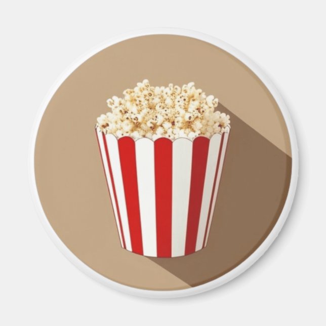 Imán Palomitas de maíz en un fondo de un círculo marrón (Frente)