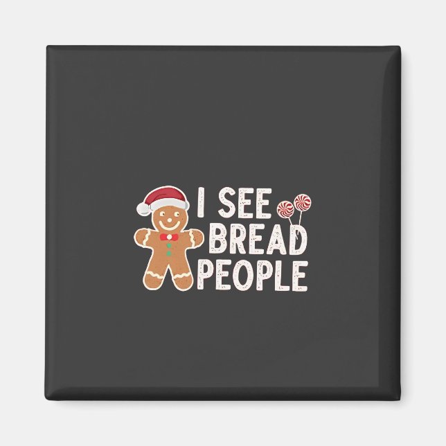 Imán  Pan de jengibre Divertida Navidad hornear vacacio (Frente)