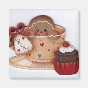 Imán Pan de jengibre dulce en taza de té