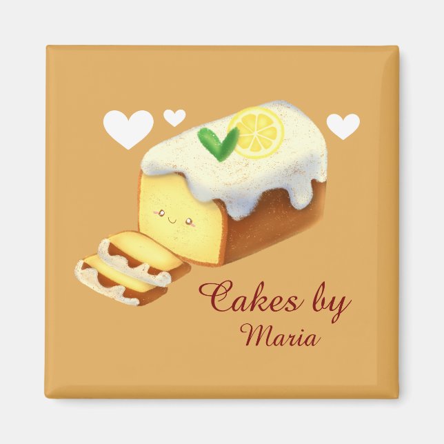 Imán Pan De Pastel De Lemon Loaf Con Hielo (Frente)