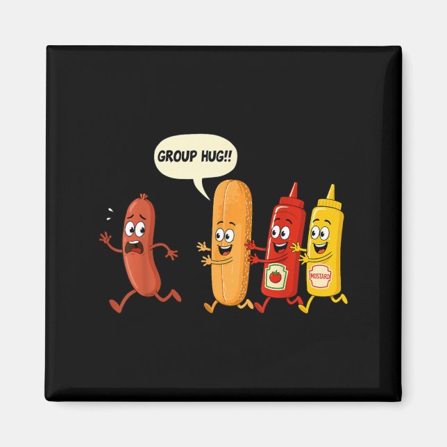 Imán Pan de salchicha de abrazo grupal Chup Mostaza Per (Frente)