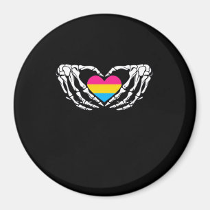 Imán Pan Pride Skeleton Pan Gótico Corazón de Halloween