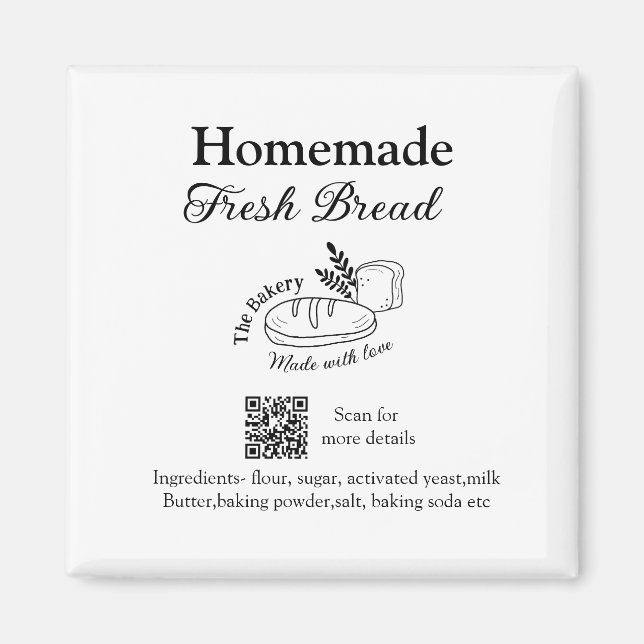 Imán Panadería de pan fresco añada ingredientes Q r cód (Frente)