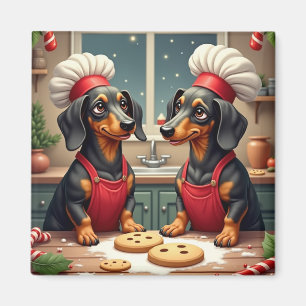 Imán Panaderos de galletas de Navidad Dachshund Pintura
