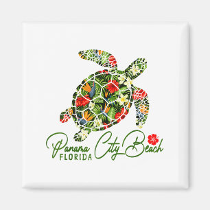 Imán Panama City Beach Florida Tortuga Marina Hibisco T
