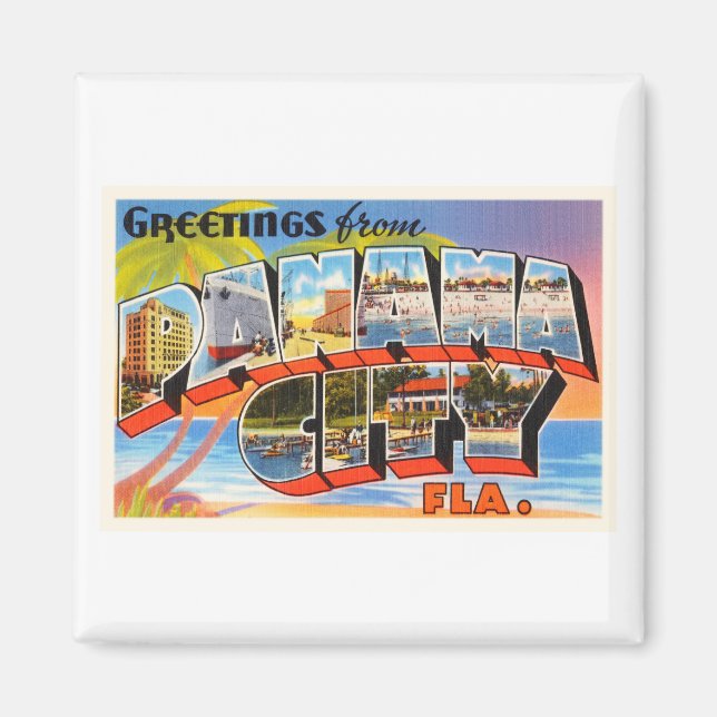 Imán Panamá City Florida Florida Viejo recuerdo de viaj (Frente)