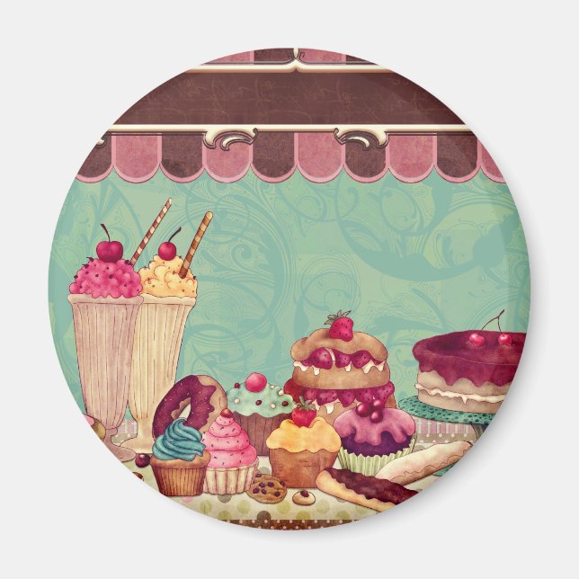 Imán Pancarta de Rótulo de pastelería de torta Fiesta (Frente)