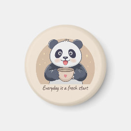 Imán Panda Adorable con Café