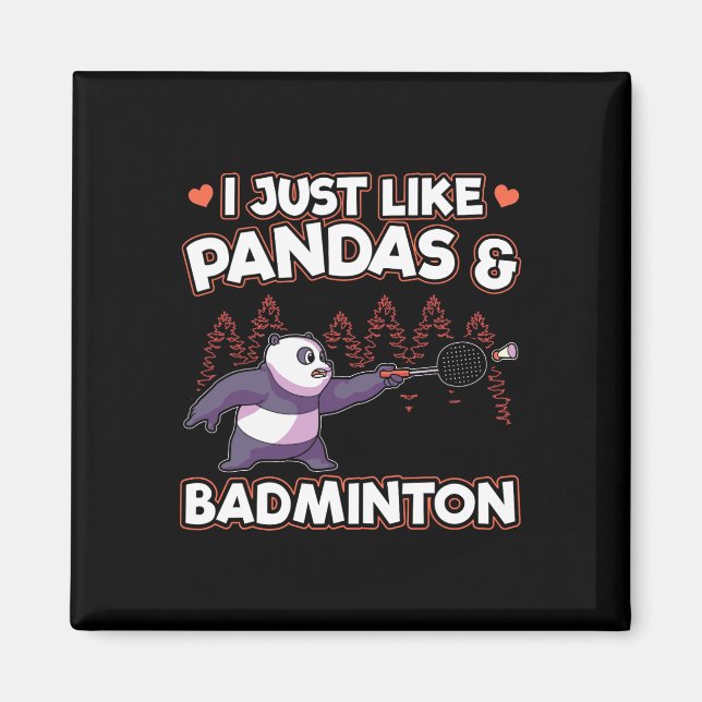 Imán Panda Badminton I Just Love Pandas (Frente)