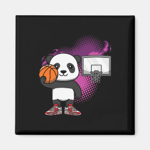 Imán Panda Bear Bysketbyll Player Animal Lover Hoops Dr