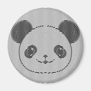 Imán Panda Bear Face On Wave Pattern
