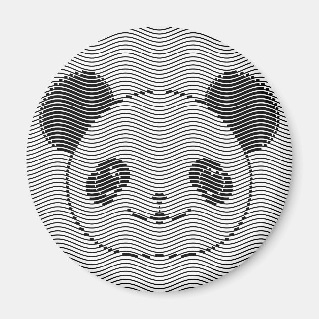 Imán Panda Bear Face On Wave Pattern (Frente)