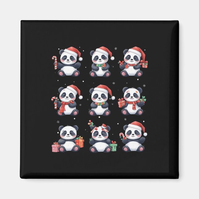 Imán Panda Bear Navidades Santa Hat Funny Animal Lover (Frente)