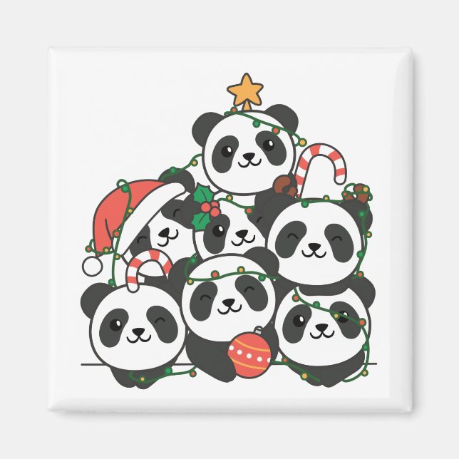 Imán Panda Christmas Tree Funny Animal Navidad Magnet (Frente)