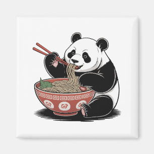 Imán Panda Comer Ramen Estilo Retro Japonés Ukiyo-e