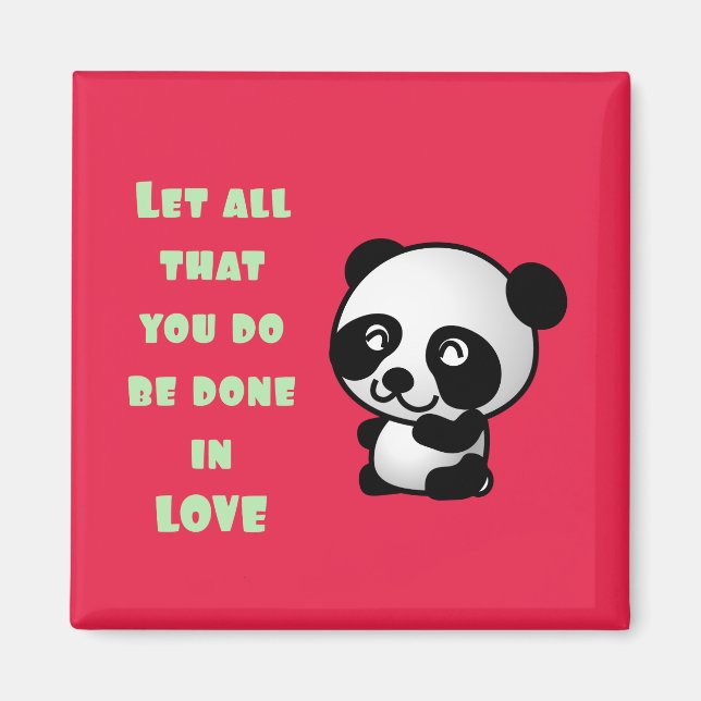Imán Panda con Inspiradora cita de amor (Frente)