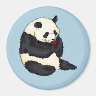 Imán Panda con la taza de té roja