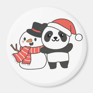 Imán Panda Con Snowman En Invierno Para Navidades Magne