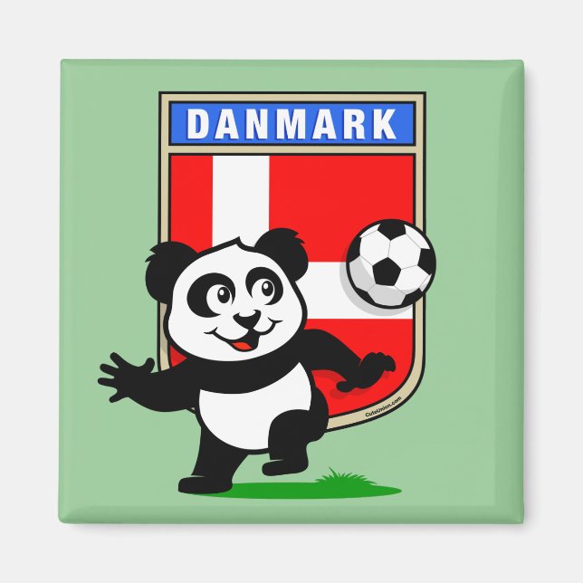Imán Panda de fútbol de Dinamarca (Frente)