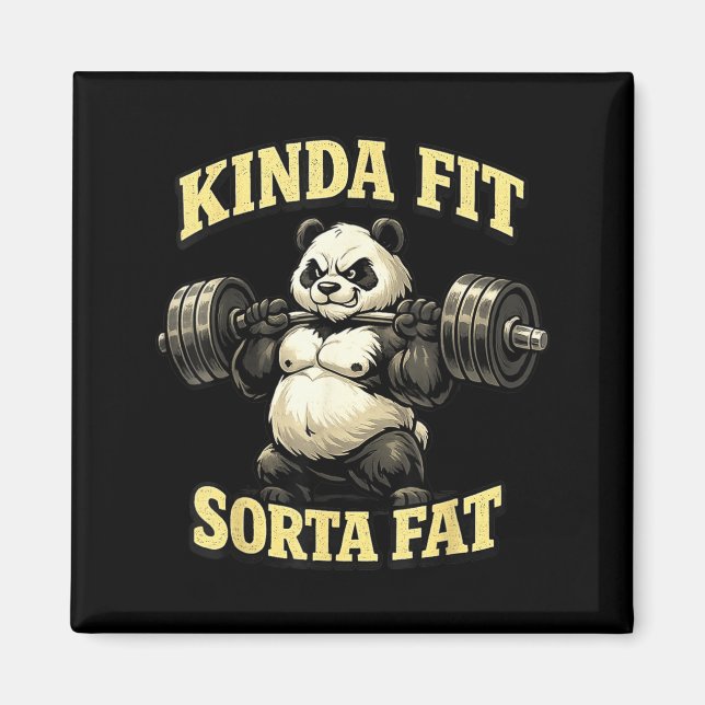 Imán Panda de gimnasio divertido_ Un poco en forma, alg (Frente)