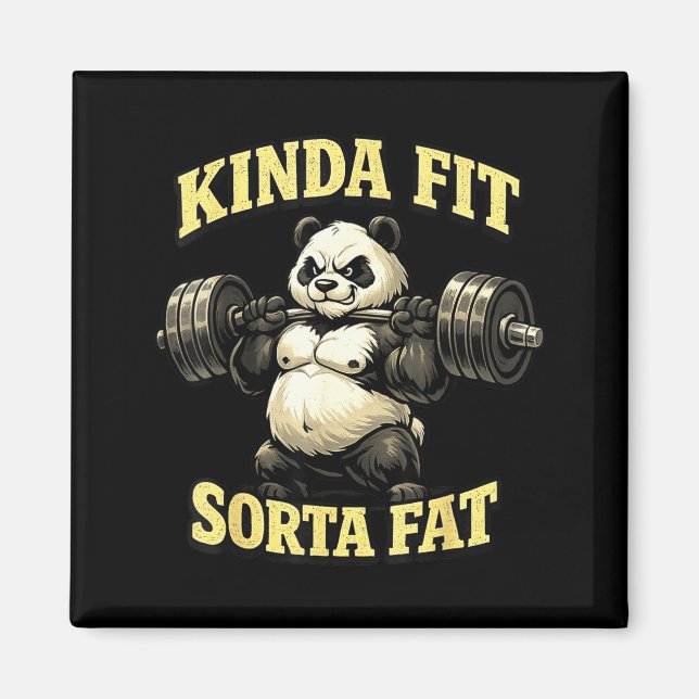 Imán Panda de gimnasio divertido_ Un poco en forma algo (Frente)