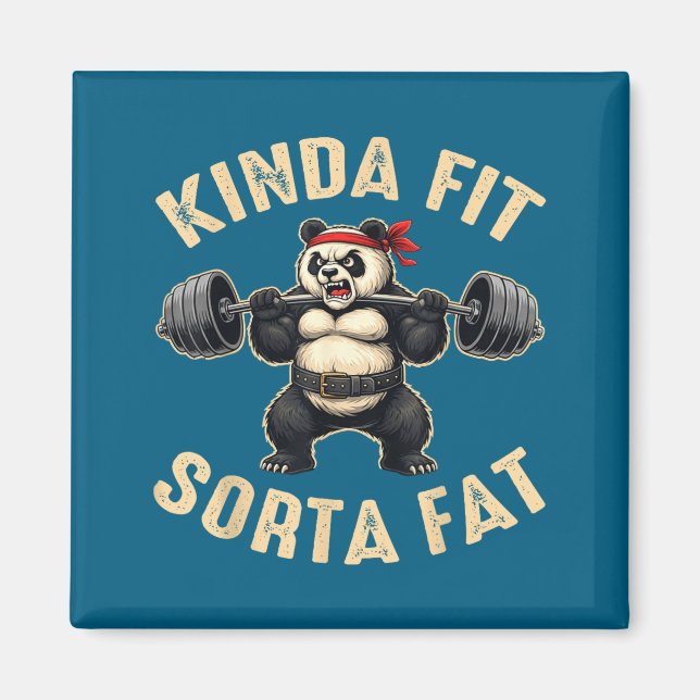 Imán Panda de Gimnasio Moderadamente en Forma Algo Gord (Frente)