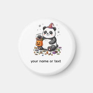 Imán Panda de Halloween regordete con barriga de dulces