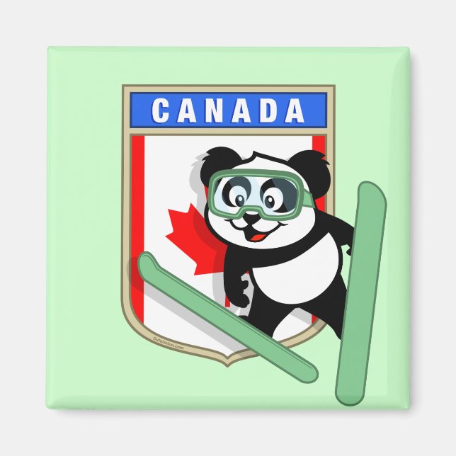 Imán Panda de salto de esquí de Canadá (Frente)