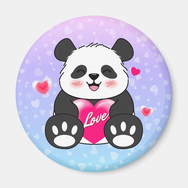 Imán Panda de San Valentín enamorado (Frente)