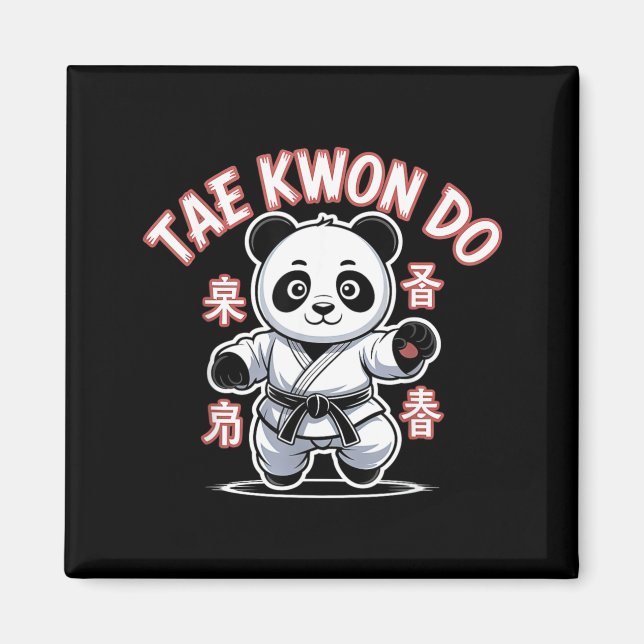 Imán Panda de Taekwondo Divertido Tkd Coreano (Frente)
