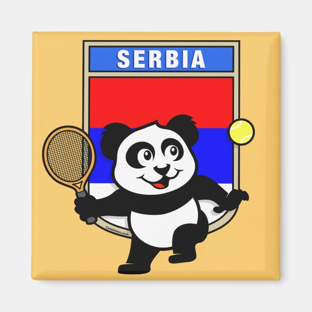 Imán Panda de tenis de Serbia (Frente)