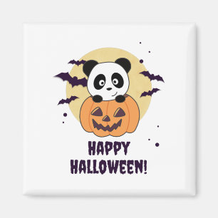 Imán Panda En Calabaza Dulce Pandas Feliz Halloween
