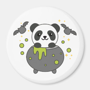 Imán Panda Happy Halloween Cauldron Bat