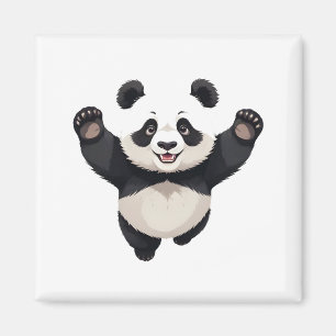 Imán Panda Happy Playful Jumping En La Selva Aérea