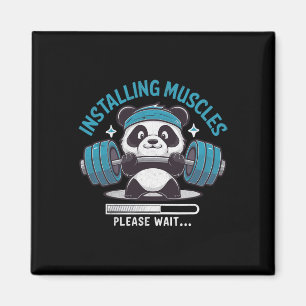 Imán Panda Instalando Músculos Por Favor Espere Levanta