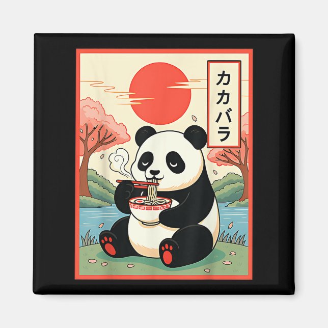 Imán Panda Kawaii Comiendo Ramen Fideos Anime Japoneses (Frente)