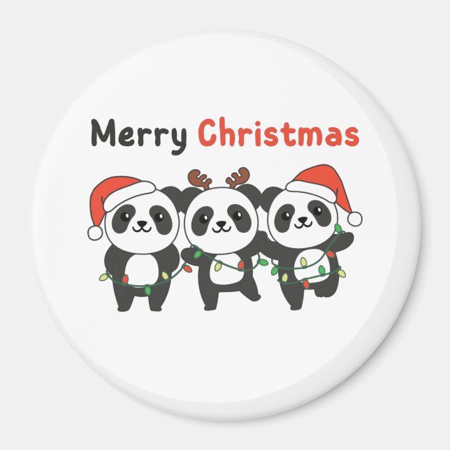 Imán Panda Navidades Animales Pandas Feliz Navidad Mag (Frente)