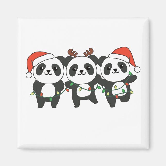 Imán Panda Navidades Navidades Animales Cute Pandas Mag (Frente)