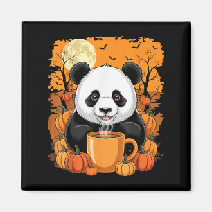 Imán Panda Pumpkin Sce Latte Halloween de otoño