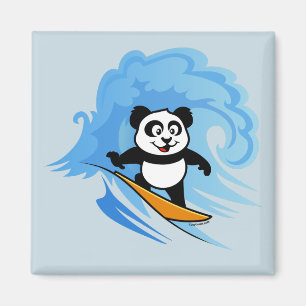Imán Panda que practica surf
