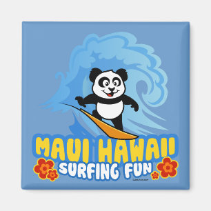 Imán Panda que practica surf de Maui