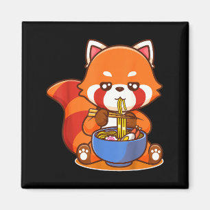 Imán Panda Rojo Comiendo Sopa Japonesa Ramen Zoo Animal