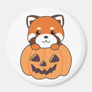 Imán Panda Rojo En Calabaza Cute Pandas Feliz Halloween
