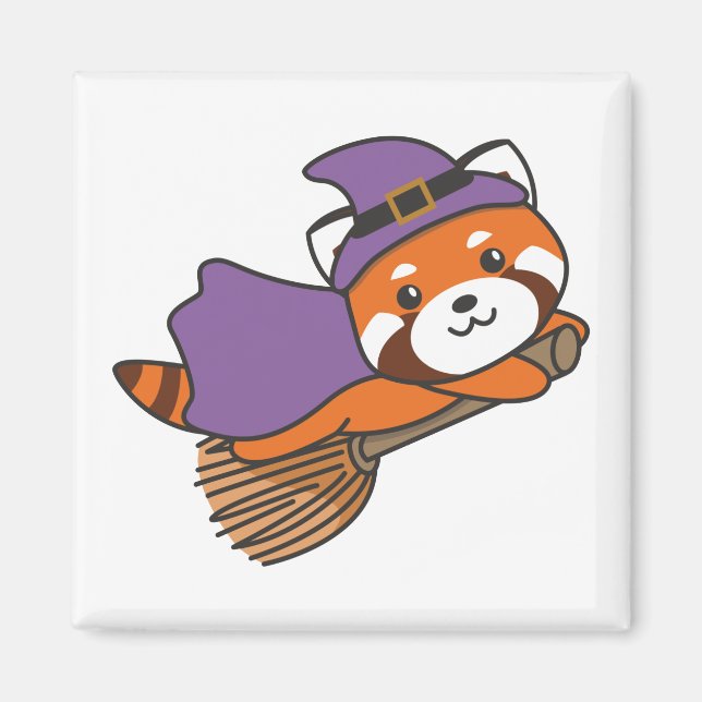 Imán Panda Rojo Halloween Niños brujos brujos brujos br (Frente)