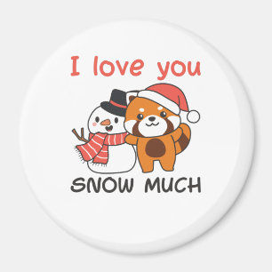 Imán Panda Rojo Me Encanta Nieve Mucha Nieve Pun