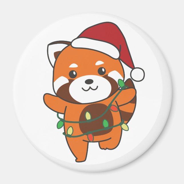 Imán Panda Rojo Navidades Animales De Invierno Pandas R (Frente)